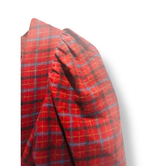 Laura Ashley Dress Womens Small Red Plaid Belted Vintage Prairie Cottagecore - Picture 13 of 13
